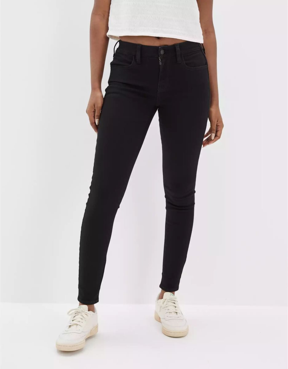 Jean American Eagle AE Ne(x)t Level Low-Rise Jegging Noir Femme | PRS-97699026